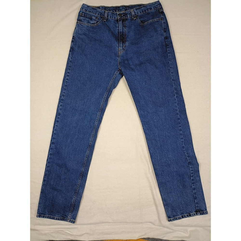Levi's Mens 505 Regular Fit Straight Leg Medium Wash Denim Jeans 36x34 - Picture 3 of 10